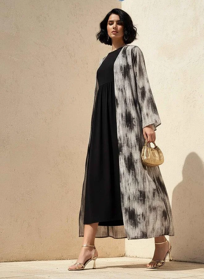 سبلاش فيڤ Regular Fit Kimono Abaya Shrug with Print