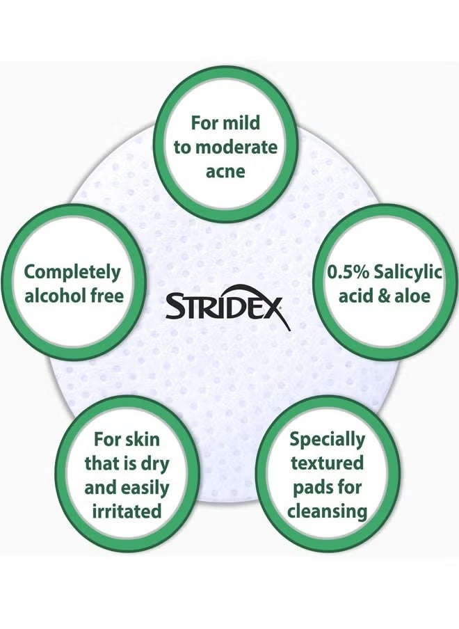 Stridex - 55 Pads Daily Care Medicated Acne Pads (Mild Strength) Acne Treatment For Face,Reduces The Number Of Acne Pimples And Blackheads And Allows Skin To Heal - Image 1