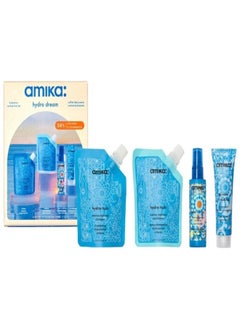 amika Amika Hydro Dream Hydration Routine Trial Set – Moisturizing and Nourishing Haircare Kit with Hyaluronic Acid and Squalane for Dry, Dehydrated Hair, Includes Shampoo, Conditioner & Leave-In Treatment – Travel-Friendly, Vegan & Cruelty-Free  - Image 1