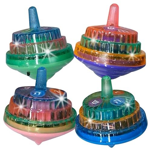 Izzy 'n' Dizzy Izzy n Dizzy Musical Dreidel Hanukkah Dreidel 4 Pack Sings Oh Draidel as it Lights Up Light Up Dreidels Chanukah Toys Games - Image 1