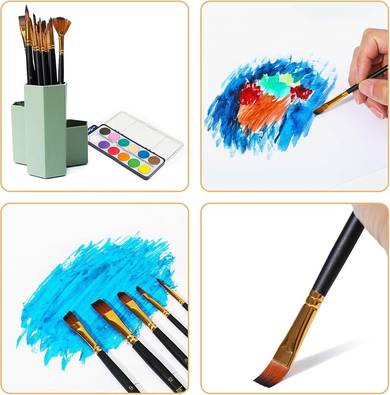 Twizzle Painting Brushes Set of 12 Professional Round Pointed Tip Nylon Hair Artist Acrylic Painting Brush for Acrylic/Watercolor/Oil Painting - Image 3