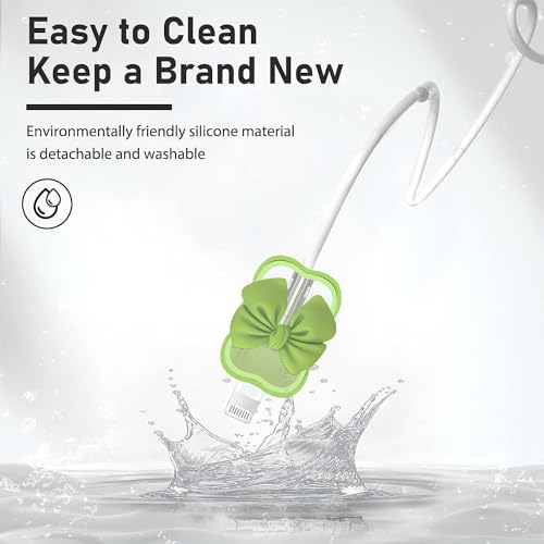 INEFABLE Charger Case Cover Protector with 3D Cute Pattern for iPhone Charger only 18W & 20W, Data Charging Cable Wire Saver Protective Cable Cover Full Protection - Set Of 1 (Green Bow) - Image 5