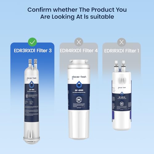 GLACIER FRESH EDR3RXD1 Refrigerator Water Filter, Compatible with 4396841, KAD3RXD1, WHR3RXD1, 4396841, 4396710, Filter 3, 46-9083,46-9030, 9030, 9083 Refrigerator Water Filter, 1 Pack - Image 2