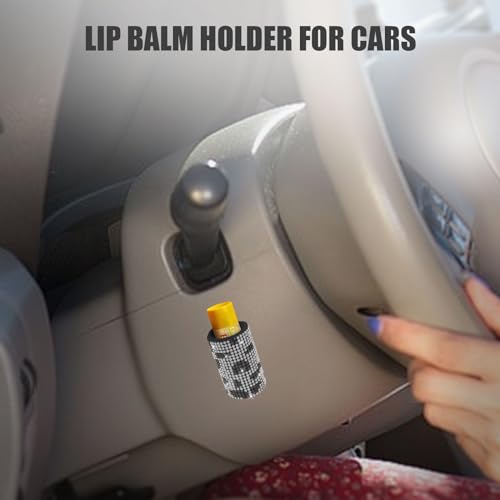 xbrtaia 1 Pack Upright Car Chapstick Holder, Bling Insulating Lip Balm Holder,Rhinestone Car Accessories for Women Interior ,Suitable for Most Vehicles.(Cow) - Image 2