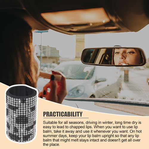 xbrtaia 1 Pack Upright Car Chapstick Holder, Bling Insulating Lip Balm Holder,Rhinestone Car Accessories for Women Interior ,Suitable for Most Vehicles.(Cow) - Image 4