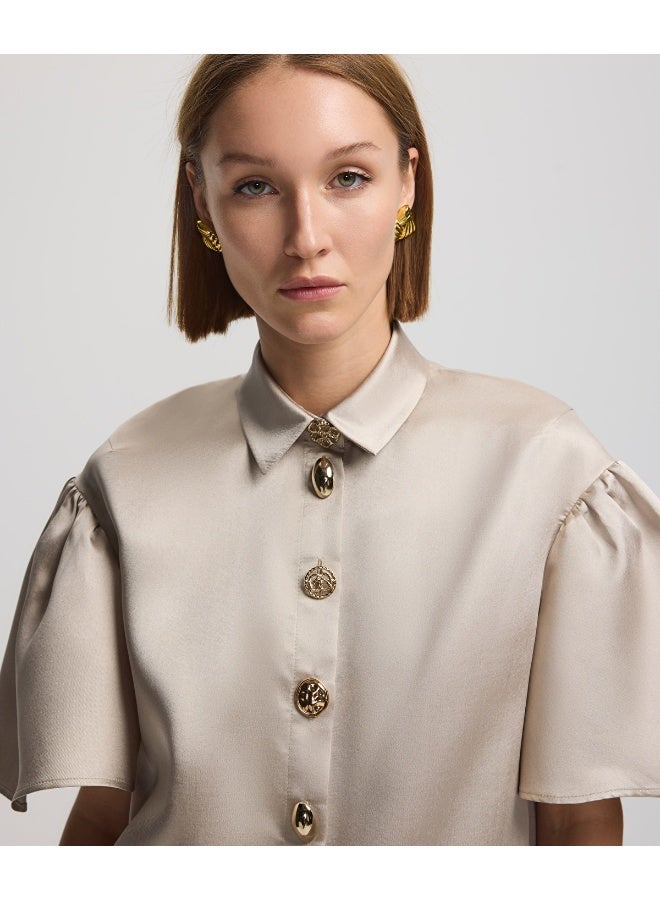 Ipekyol Satin Shirt With Golden Buttons - Image 1