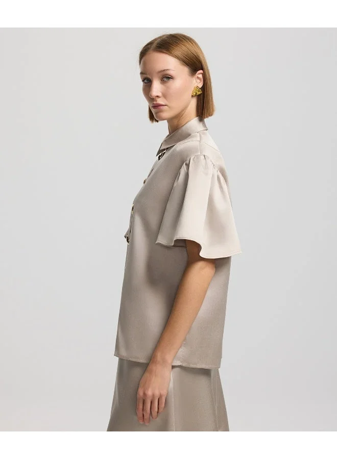 Ipekyol Satin Shirt With Golden Buttons