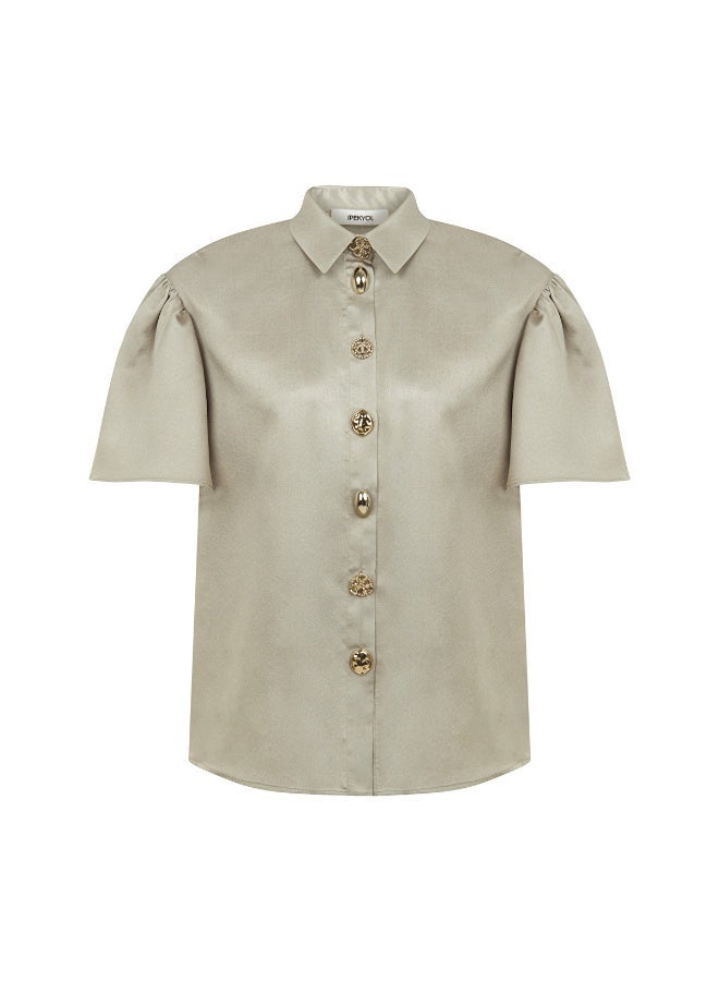 Ipekyol Satin Shirt With Golden Buttons - Image 3