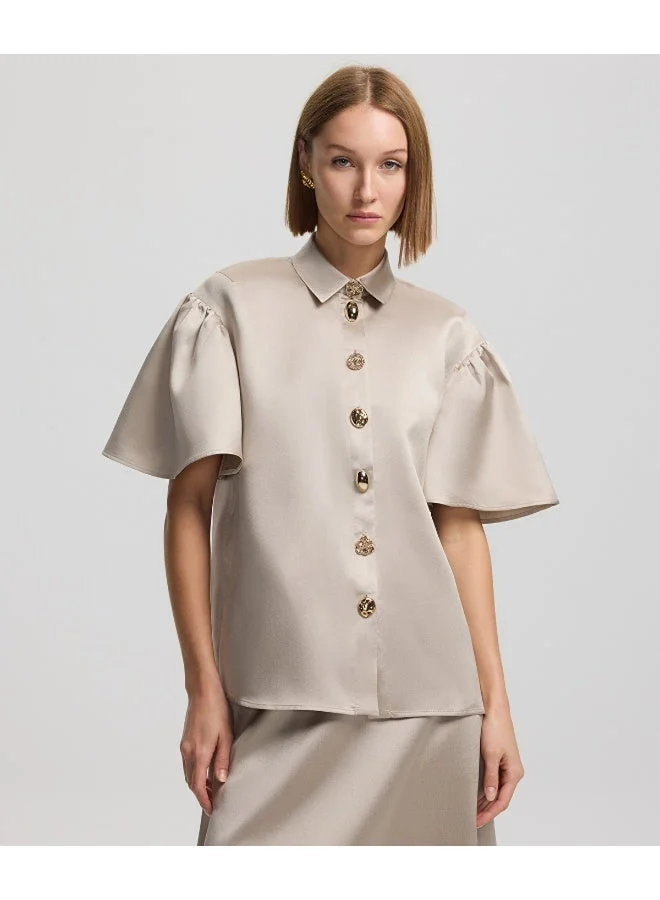 Ipekyol  Satin Shirt With Golden Buttons for Women | Best Price UAE
