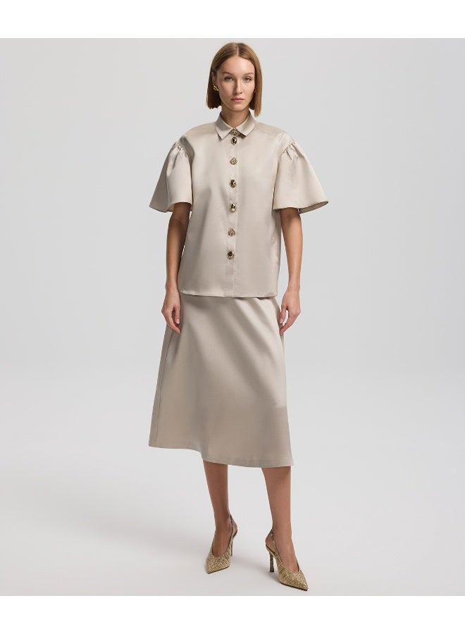 Ipekyol Satin Shirt With Golden Buttons - Image 5