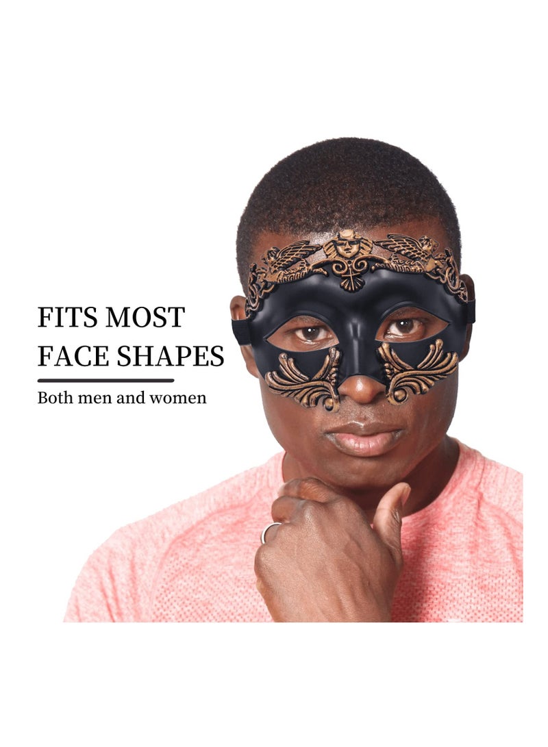 Y&D Masquerade Mask for Men - Roman Greek Venetian Half Face Mask, Mascarade Ball Mardi Gras and Cosplay Party (Black Gold) - Image 3