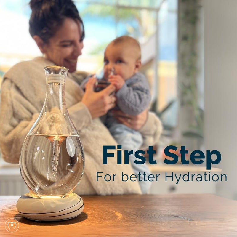 mayu قارورة ماء هيكلية MAYU Swirl - إبريق يدوي بتقنية دوامة مبتكرة. حامل موزع ماء مع فلتر عكسي 1.5 لتر | 51 أونصة بتصميم جرة زجاجية (قاعدة رمادية) - Image 3