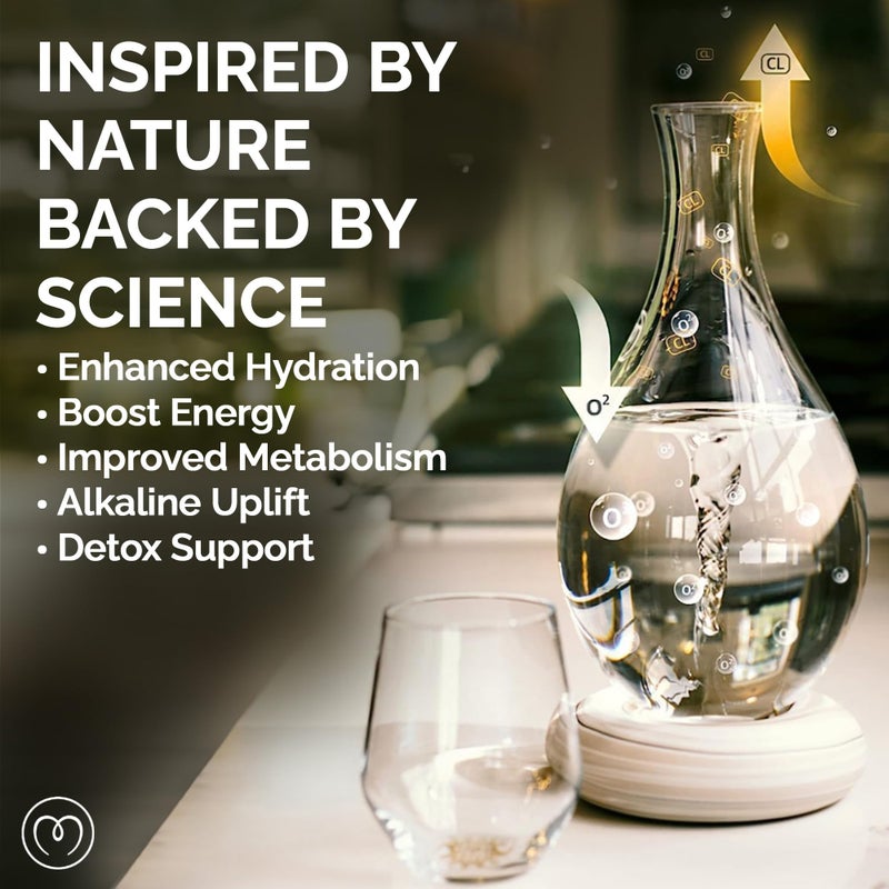 mayu قارورة ماء هيكلية MAYU Swirl - إبريق يدوي بتقنية دوامة مبتكرة. حامل موزع ماء مع فلتر عكسي 1.5 لتر | 51 أونصة بتصميم جرة زجاجية (قاعدة رمادية) - Image 4