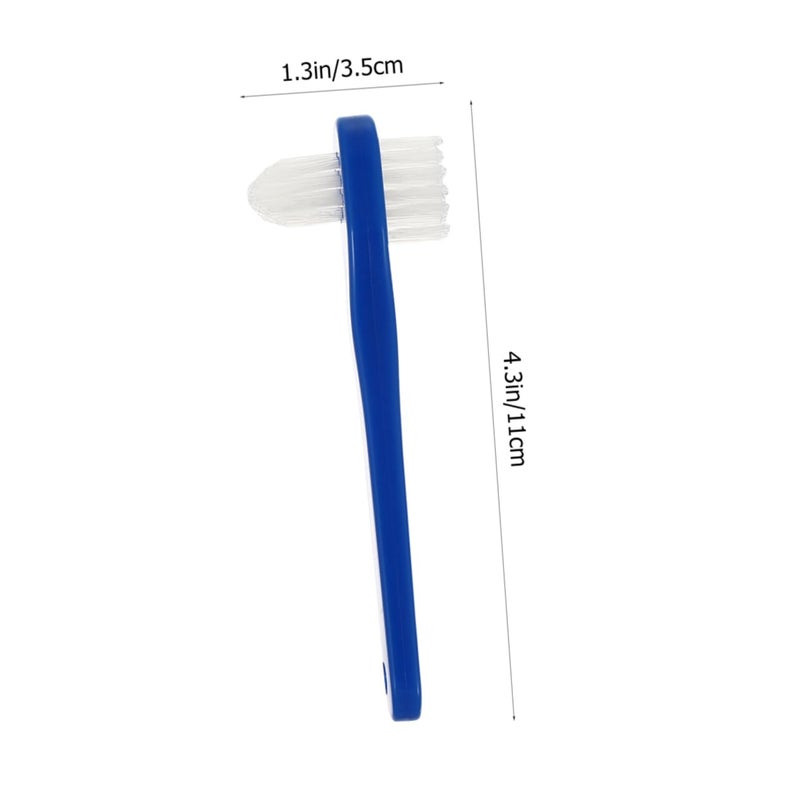 4 Pack Dual Head Denture Cleaning Toothbrushes Portable Travel Friendly Oral Care Brush - Image 3