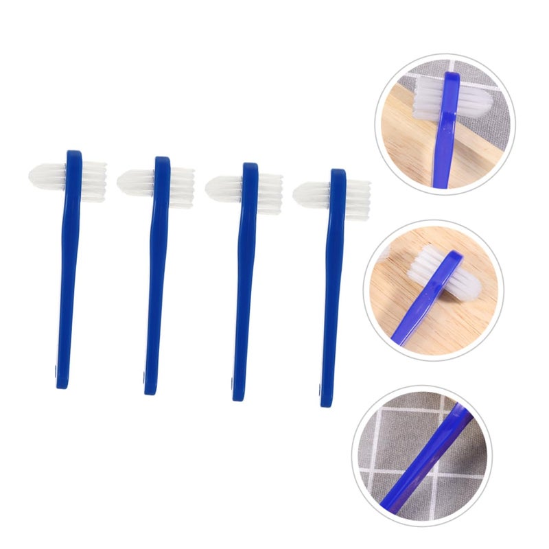 4 Pack Dual Head Denture Cleaning Toothbrushes Portable Travel Friendly Oral Care Brush - Image 5
