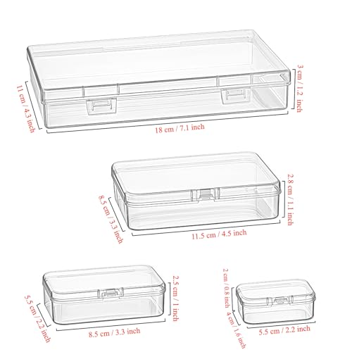 Goodma 24 Pieces Mixed Sizes Rectangular Empty Mini Clear Plastic Organizer Storage Box Containers with Hinged Lids for Small Items and Other Craft Projects - Image 2