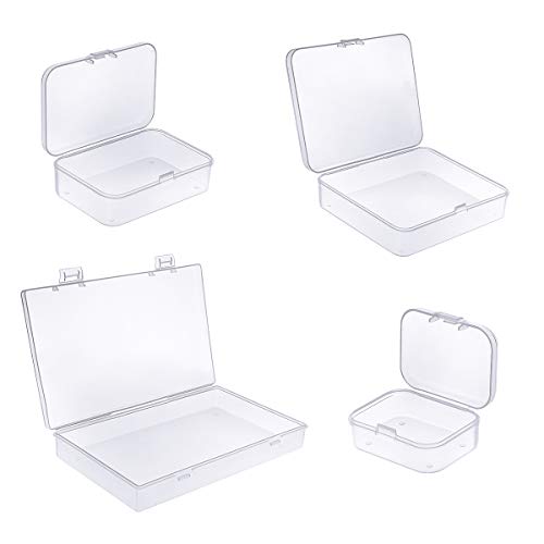 Goodma 24 Pieces Mixed Sizes Rectangular Empty Mini Clear Plastic Organizer Storage Box Containers with Hinged Lids for Small Items and Other Craft Projects - Image 3