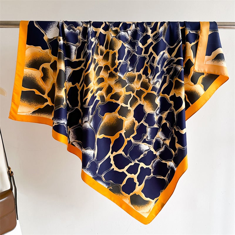 New large square scarf printed silk scarf women''s spring and autumn shawl scarf flower leaf scarf twill silk scarf scarf - Image 5