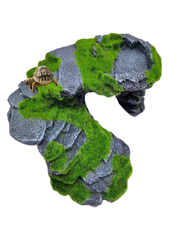 M2cbridge Reptile Hide Resting Step Ledge Cave Hideout Turtle Basking Platform - Great for Reptiles, Amphibians, and Fish (Moss Step Ledge B) - Image 2