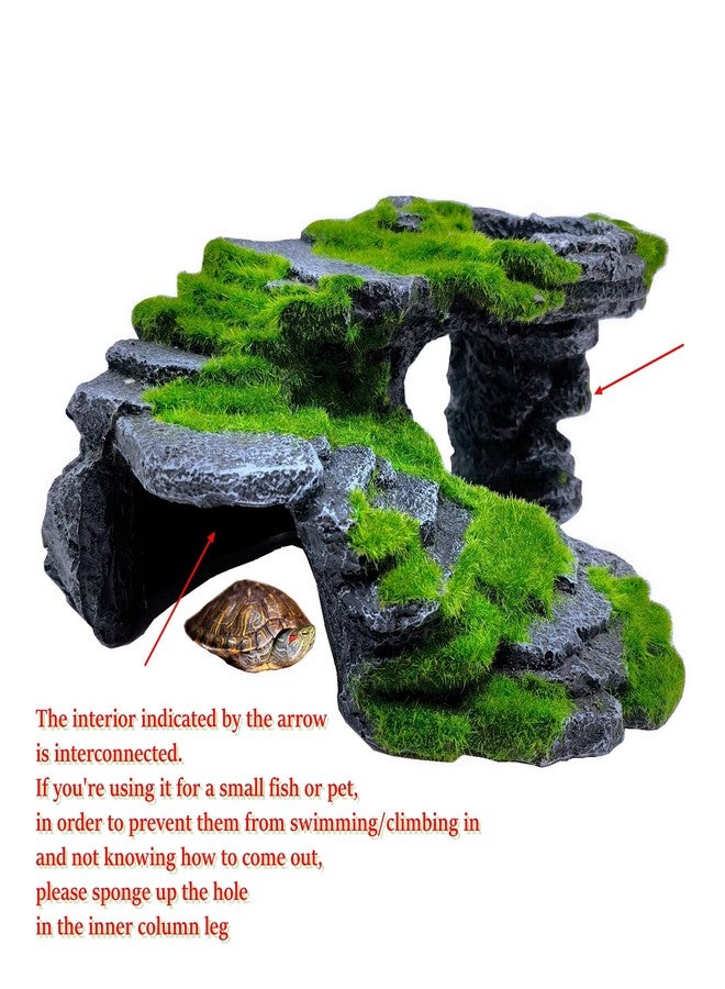 M2cbridge Reptile Hide Resting Step Ledge Cave Hideout Turtle Basking Platform - Great for Reptiles, Amphibians, and Fish (Moss Step Ledge B) - Image 4