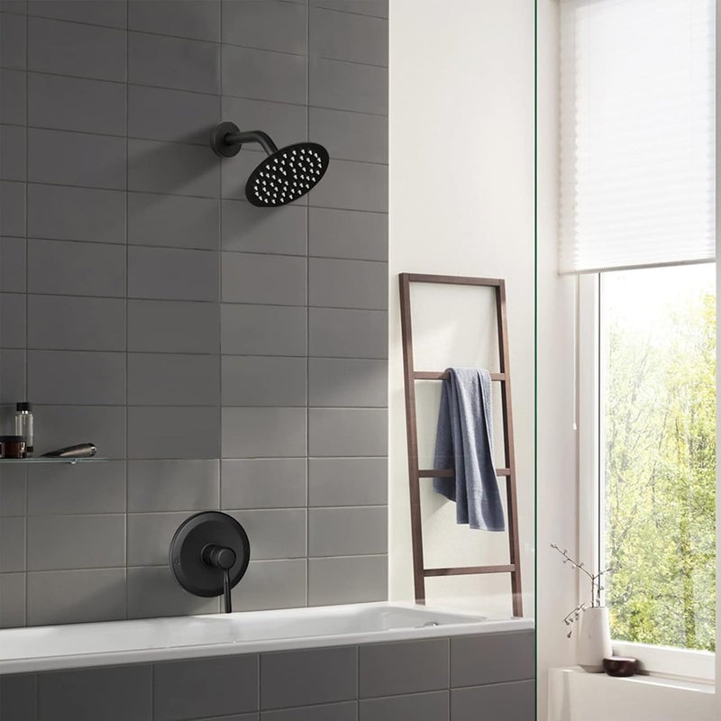 PROMOM Black Shower Head And Faucet Set Complete With Valve Shower Fixtures With 6 Inch High Pressure Rain Shower Head Trim kit Regaderas Para bBaño Modernas - Image 2