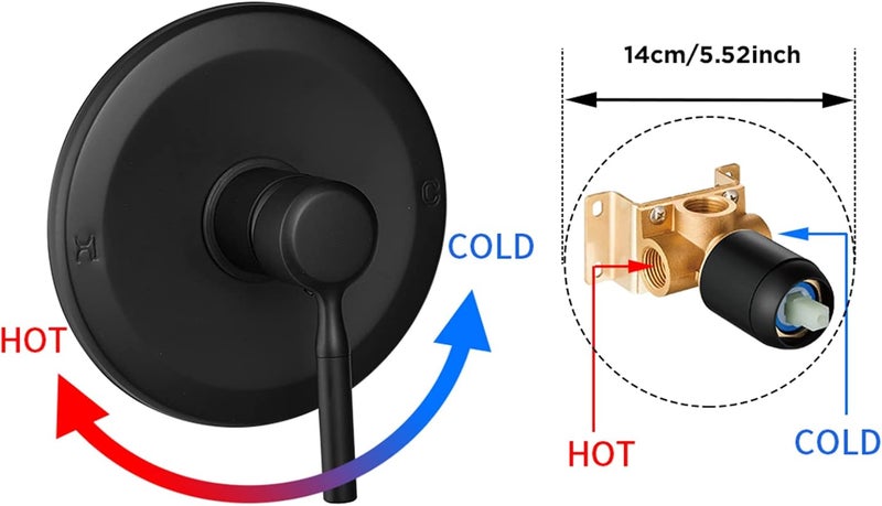 PROMOM Black Shower Head And Faucet Set Complete With Valve Shower Fixtures With 6 Inch High Pressure Rain Shower Head Trim kit Regaderas Para bBaño Modernas - Image 4