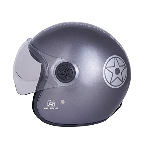 Sage Square Two Wheeler ISI Marked Guardian Cruiser Open face Helmet for Men and Women (Grey Gloosy) - Image 4