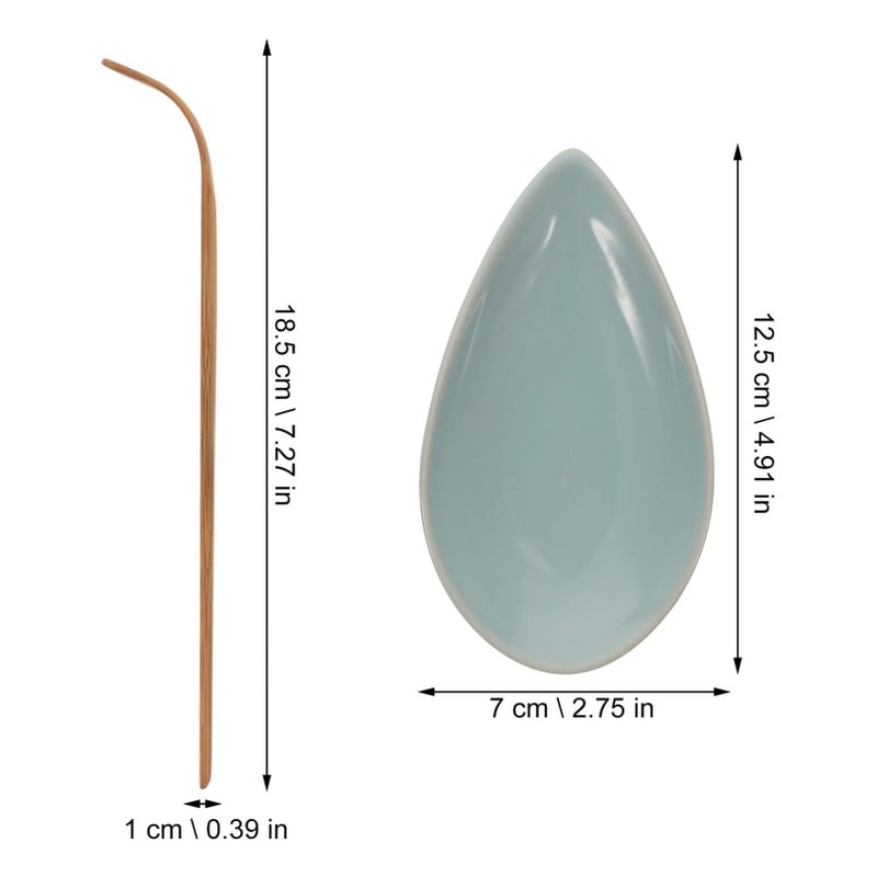 Tea Ceremony Set Ceramic Storage Dish With Metal Scoop Color As Shown - Image 5