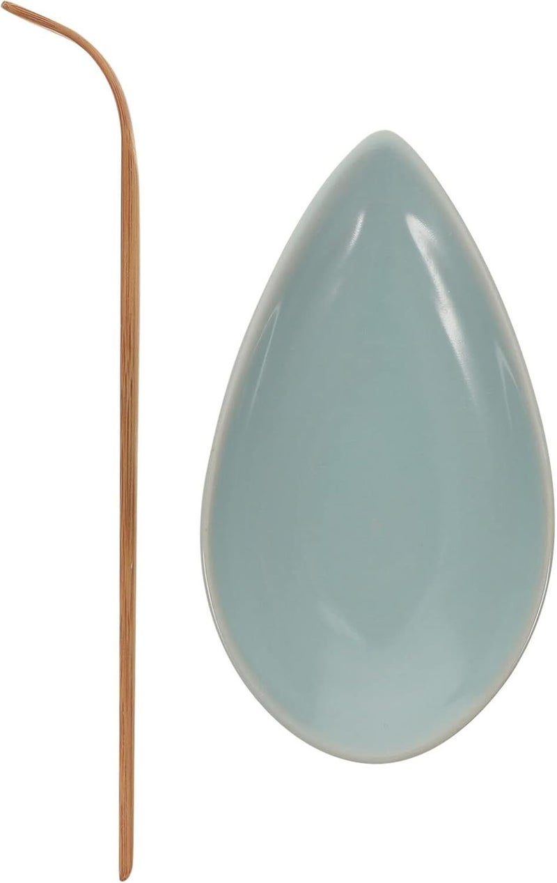 Tea Ceremony Set Ceramic Storage Dish With Metal Scoop Color As Shown - Image 1