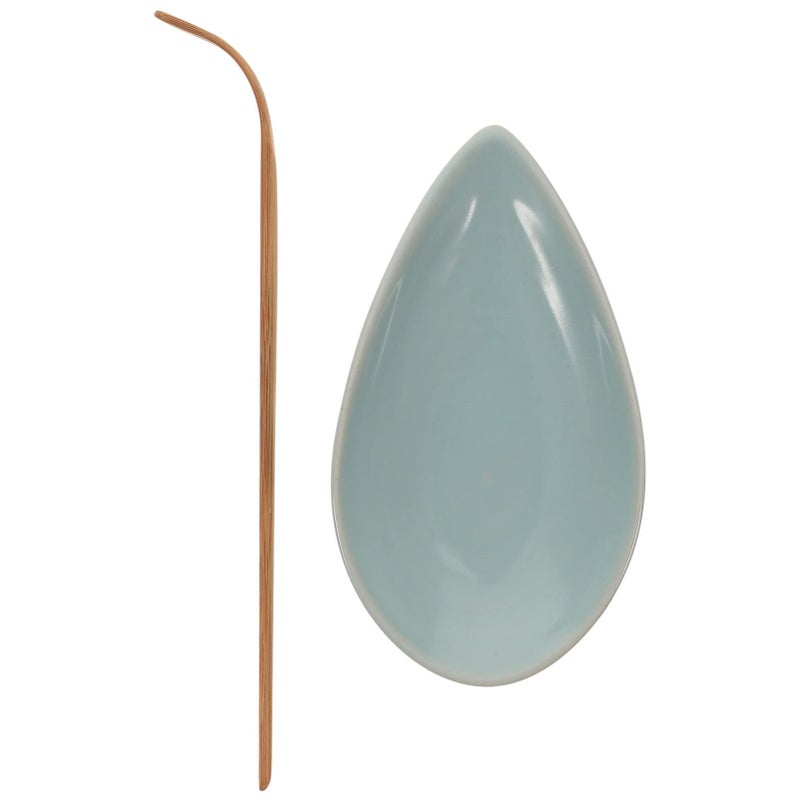 Tea Ceremony Set Ceramic Storage Dish With Metal Scoop Color As Shown - Image 2