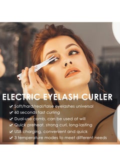 Heated Eyelash Curler, 2 In 1 Clip USB Women'S Electric Eyelash Curler Three Gears Temperature Control Eyelash Curler Suitable for Extensions Three-Dimensional Natural Curl Eyelash Brush (White) - pzsku/Z81774C89968F9842F2F4Z/45/_/1706670008/d43e6a16-d2c8-4aa4-8283-06844cc0f838