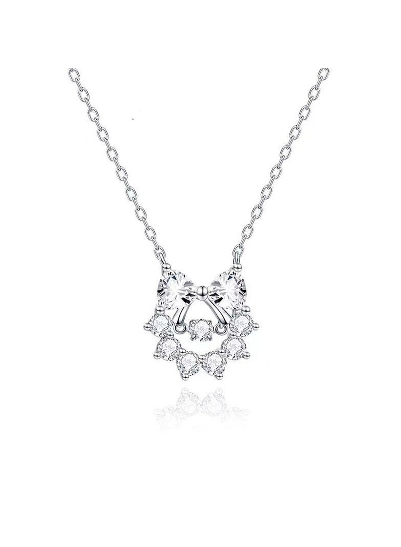Silver Girly Wreath Necklace, Showing Elegance. Round Pendant, Suitable For Mother'S Day, Girls Gifts And Any Special Occasions. - Image 1