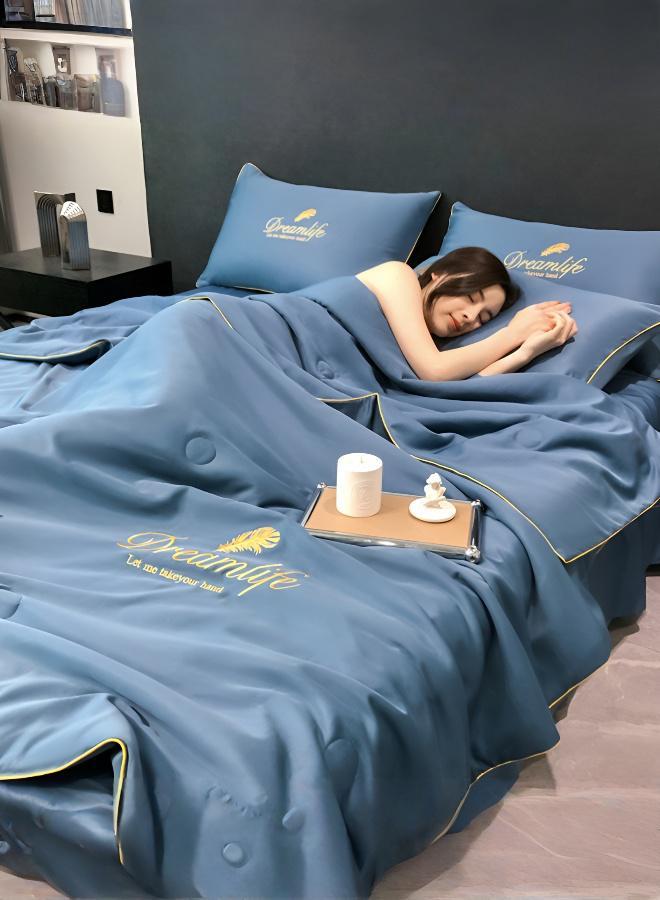 Luxurious 4-Piece Summer Bed Set with Elegant Lace | Washable & Temperature Regulating - Image 1