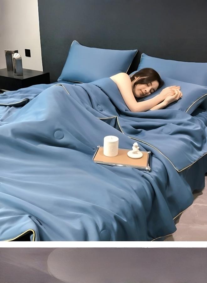 Luxurious 4-Piece Summer Bed Set with Elegant Lace | Washable & Temperature Regulating - Image 4