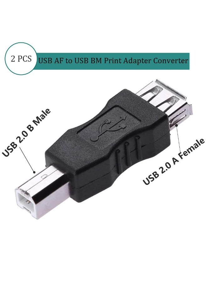 USB 2.0 Print Adapter, 2 Pack Type A Female to B Printer Male Connector Converter Plug Compatible for Printer Fax Machine Hard Drive - Image 3