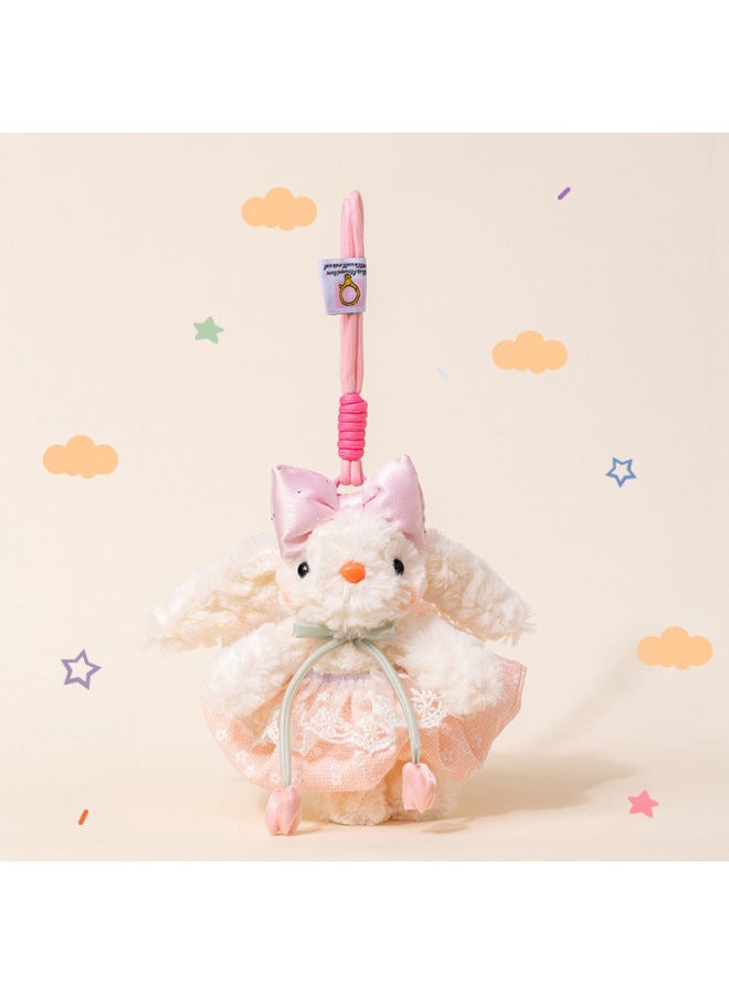 Cute Hair Loop Skirt Ear-hanging Rabbit Pendant Plush Toy Doll Bow Wedding Dress Doll Girl's Heart Bag Pendant 