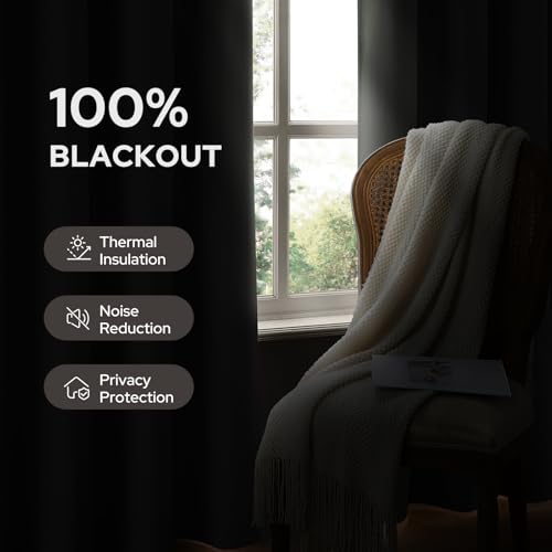 HOMEIDEAS 100% Sage Green Linen Blackout Curtains for Bedroom, 52 x 84 Inch Length 2 Panels Faux Linen Thermal Insulated Black Out Grommet Window Drapes for Living Room - Image 2