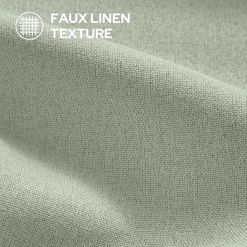 HOMEIDEAS 100% Sage Green Linen Blackout Curtains for Bedroom, 52 x 84 Inch Length 2 Panels Faux Linen Thermal Insulated Black Out Grommet Window Drapes for Living Room - Image 4