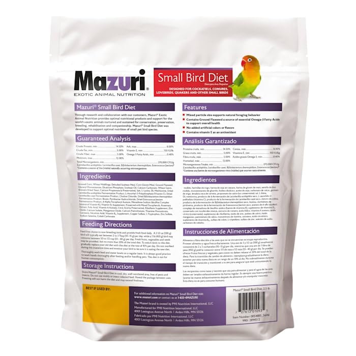 Mazuri | Nutritionally Complete for Small Birds | 2.5 Pound (2.5 lb.) Bag - Image 2