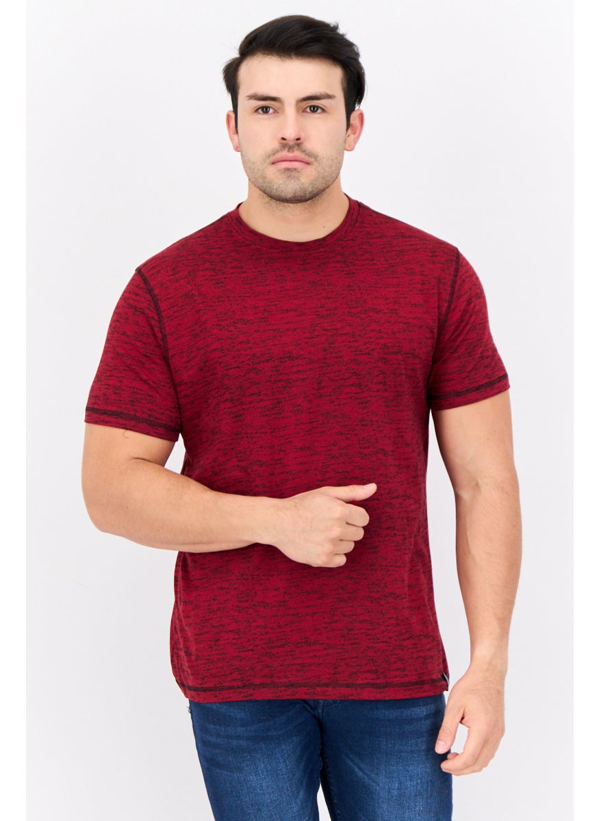 Company Eighty One - Men Crew Neck Short Sleeve Heather T-Shirt, Red - Image 1