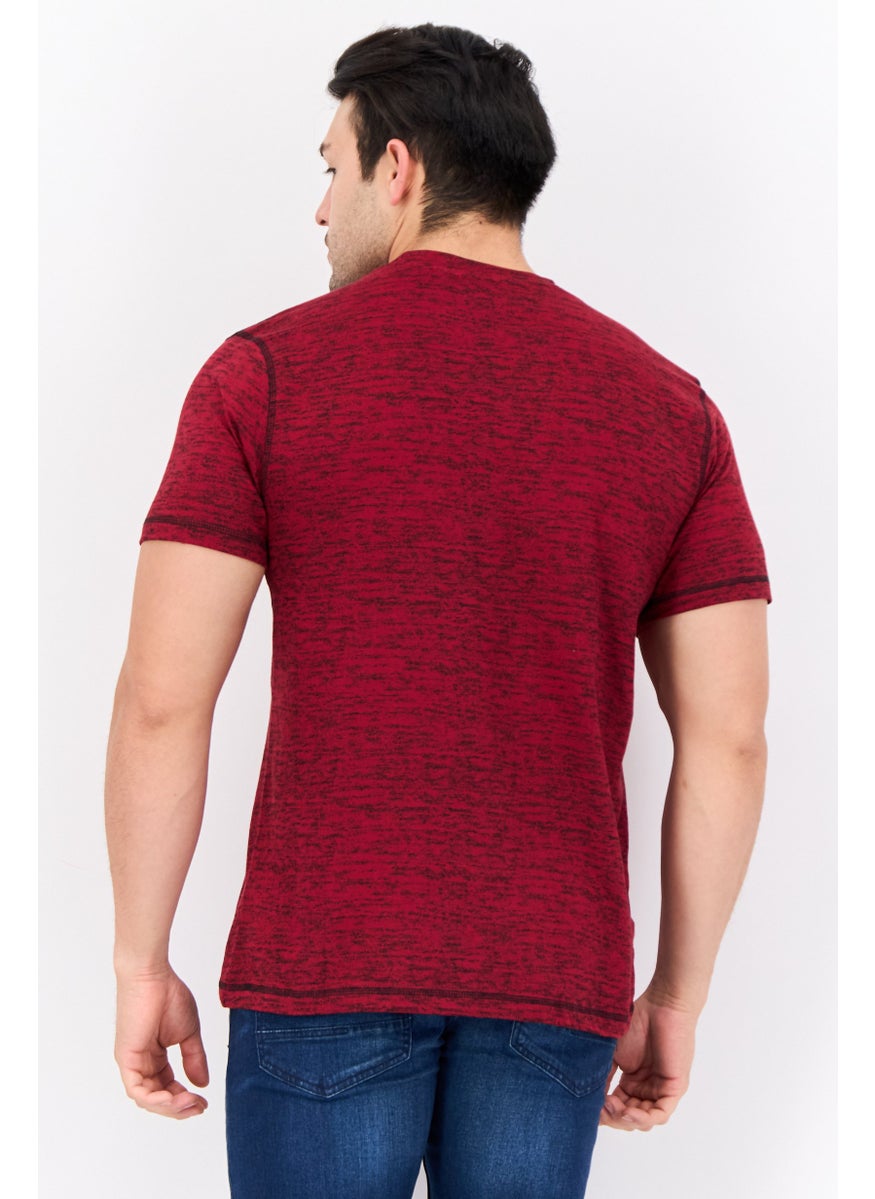Company Eighty One - Men Crew Neck Short Sleeve Heather T-Shirt, Red - Image 1