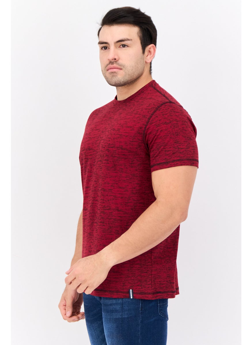 Company Eighty One - Men Crew Neck Short Sleeve Heather T-Shirt, Red - Image 1