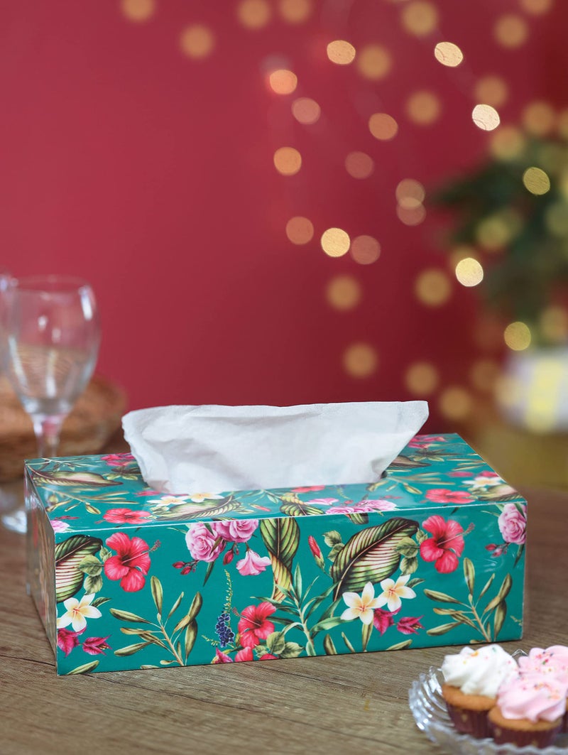RICHTER Floral Dark Green Tissue Box Holder/Cover - Image 1