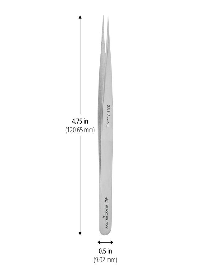 إكسلتا ملقط إكسيلتا من الفولاذ المقاوم للصدأ، مستقيم، مضاد للمغناطيس، أطراف مسننة لقبضة مُحسّنة، مثالي للتجميع العام، طول 4.75 بوصة، أساسي - Image 2