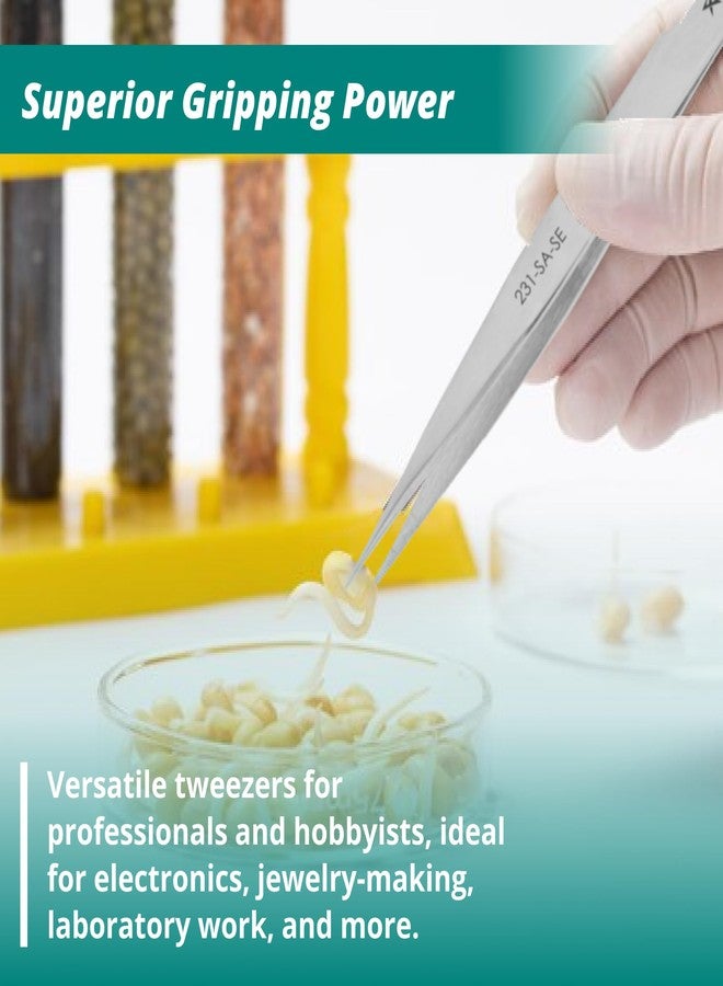 إكسلتا ملقط إكسيلتا من الفولاذ المقاوم للصدأ، مستقيم، مضاد للمغناطيس، أطراف مسننة لقبضة مُحسّنة، مثالي للتجميع العام، طول 4.75 بوصة، أساسي - Image 4