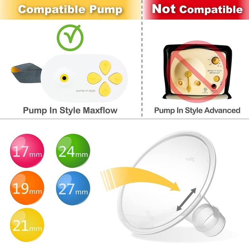 NENESUPPLY Pump Parts with 27mm Flanges Compatible with Medela Pump in Style Maxflow Breastpump and Personalfit Flex. Incl. Flange Membrane Connector Tubing Valve. Not Original Medela Pump Parts - Image 3