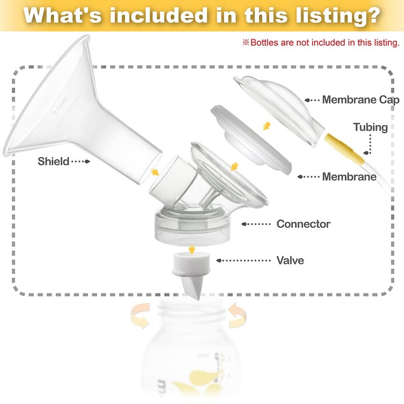 NENESUPPLY Pump Parts with 27mm Flanges Compatible with Medela Pump in Style Maxflow Breastpump and Personalfit Flex. Incl. Flange Membrane Connector Tubing Valve. Not Original Medela Pump Parts - Image 4