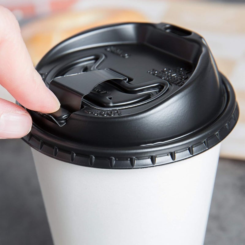 Decony Reclosable Travel Lid Black Dome Lid for 1020 oz Paper coffee Cups appx  100 pack - Image 2