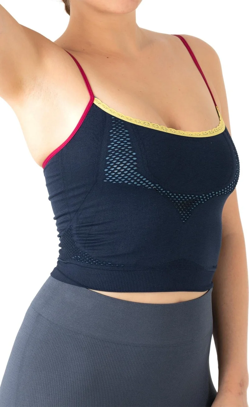 جيجوتو Seamless Lace Detailed Navy Blue Bustier
