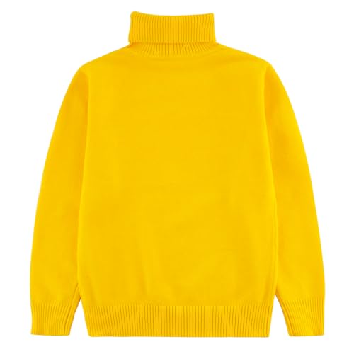 GLEAMING GRAIN Kids Turtleneck Sweaters Pullover Kids Toddler Long Sleeve Lapel Sweater Cotton Boys and Girls 3-8 Years Yellow - Image 1
